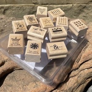 Stampin' Up Ink Stamp Set 12 Taggers Dozen Love Miss You Queen Hello